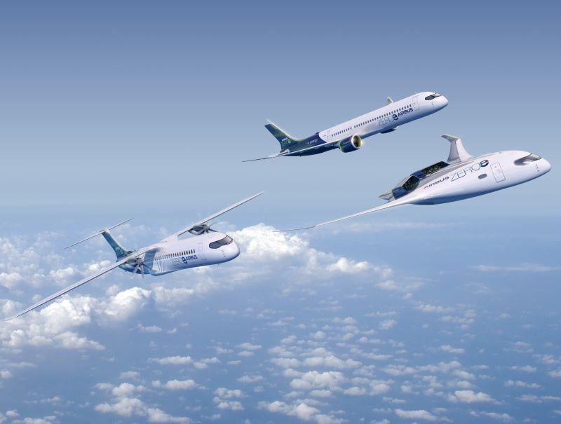 Airbus ZeroE aircraft formation