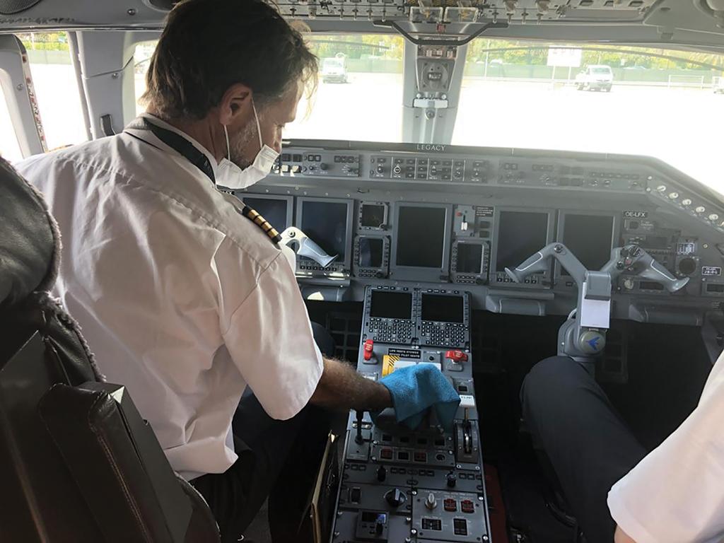 private pilot cleaning cockpit