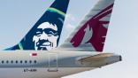 Alaska airlines and Qatar tails